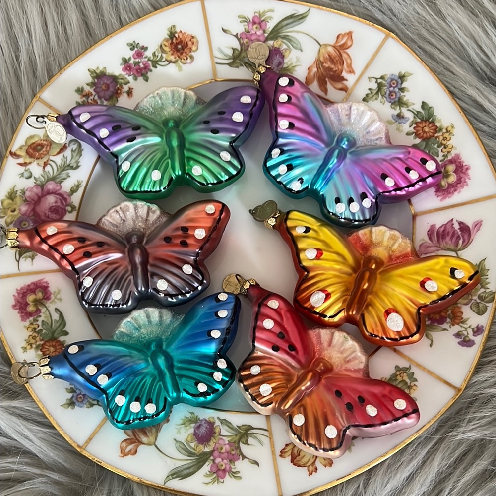 Dept 56 Blown Glass Butterfly Ornaments